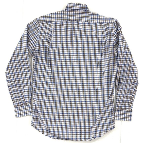 Hagen Carmel CA Shirt Mens Size Medium Blue Brown Check Stripes Business Preppy - Picture 5 of 10